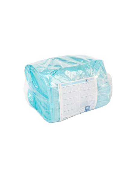 Babero dental impermeable en papel y polietileno (Azul - 100 Uds)