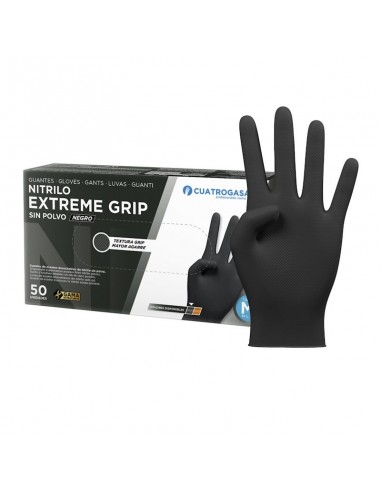 Guante de Nitrilo Extreme Grip Negro - (50 Uds)