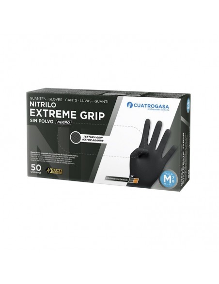 Guante de Nitrilo Extreme Grip Negro - (50 Uds)