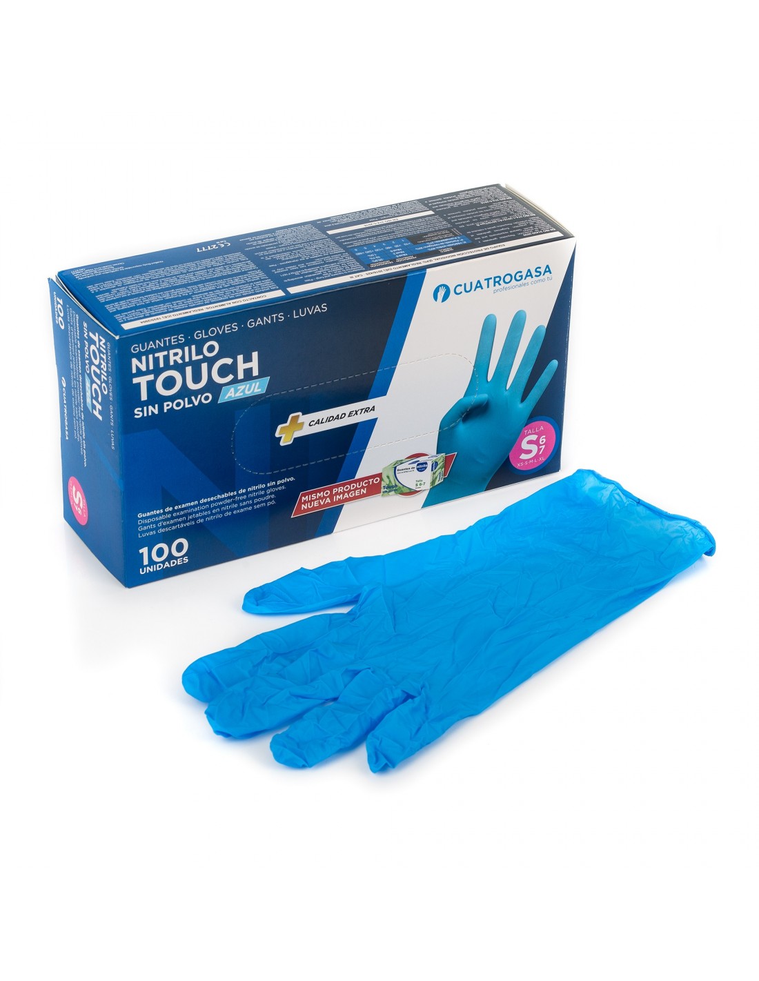 Caja de 100 guantes de nitrilo azul Talla S