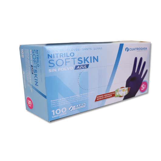 Guantes de Nitrilo Softskin (Azul - Cuatrogasa - 100 Uds)