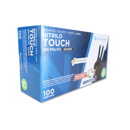 Guante de Nitrilo Touch (Negro - Cuatrogasa - 100 Uds)